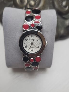 GRAMERCY Red & Black Circle CUFF Watch